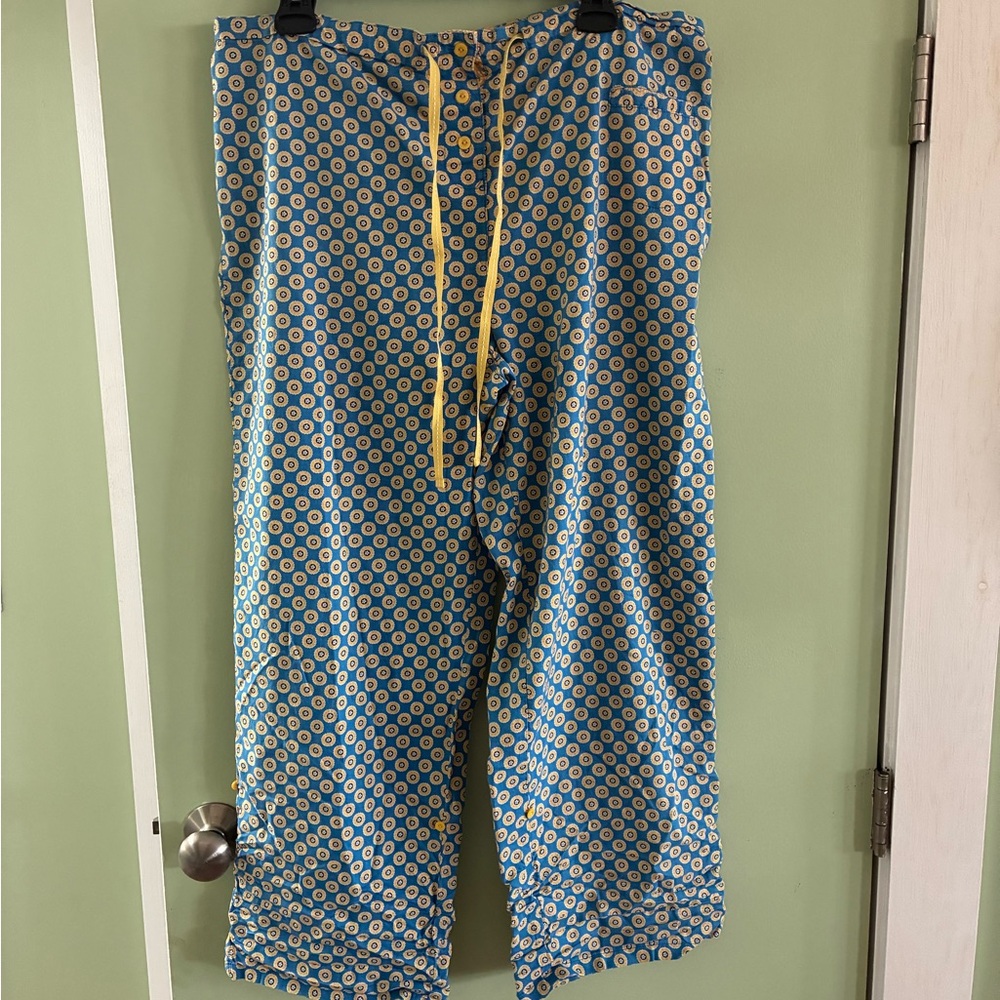 Vera Bradley Blue and Yellow Patterned PJ bottoms